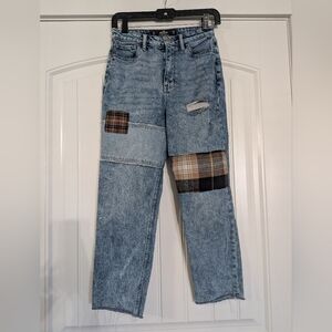 Hollister Ultra Highrise Mom Y2K Distressed Patchwork Jeans